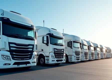 A row of clean, professional JCW Trucking trucks
