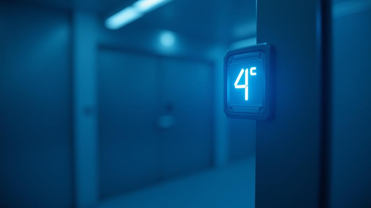 A biological shipment container inside a modern temperature-controlled transport environment